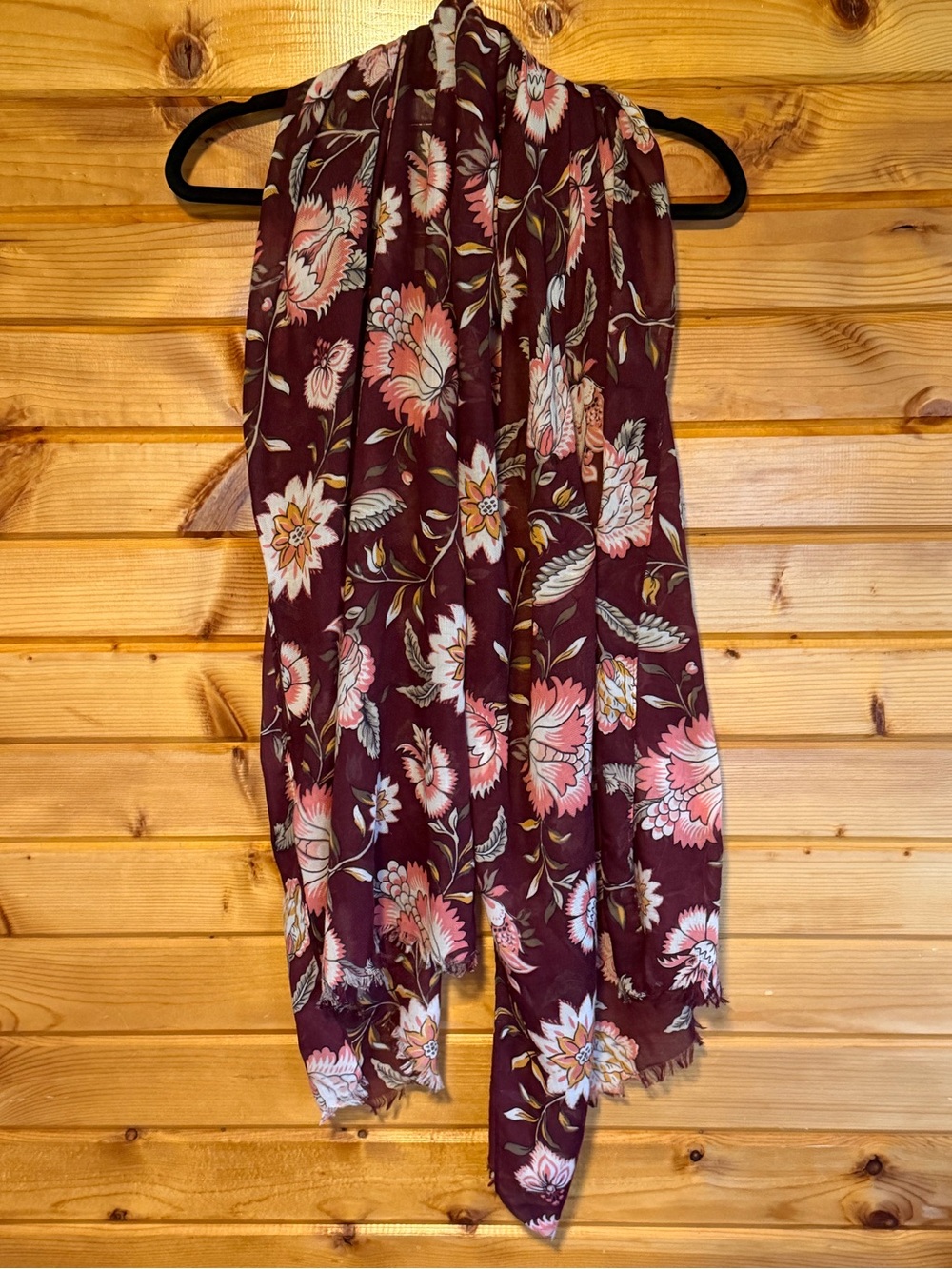Women's Floral Burgundy Scarf Wrap